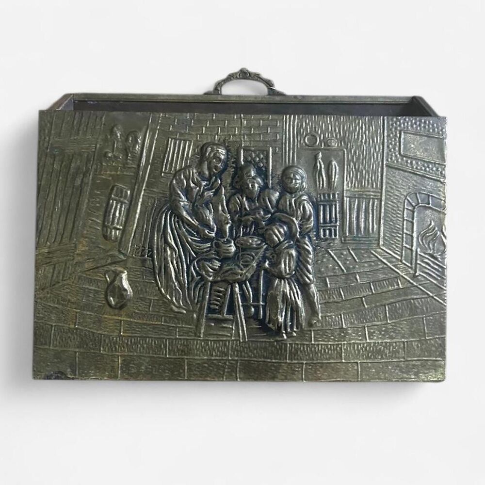 Vintage Embossed Brass Two Section Magazine Holder